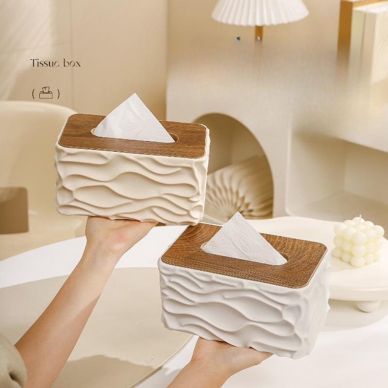 Wave Tissue Box - Simple and Elegant Household Dining Table Coffee Table Tissue Box - High-end and Spacious Tissue Paper Storage Box for Meals