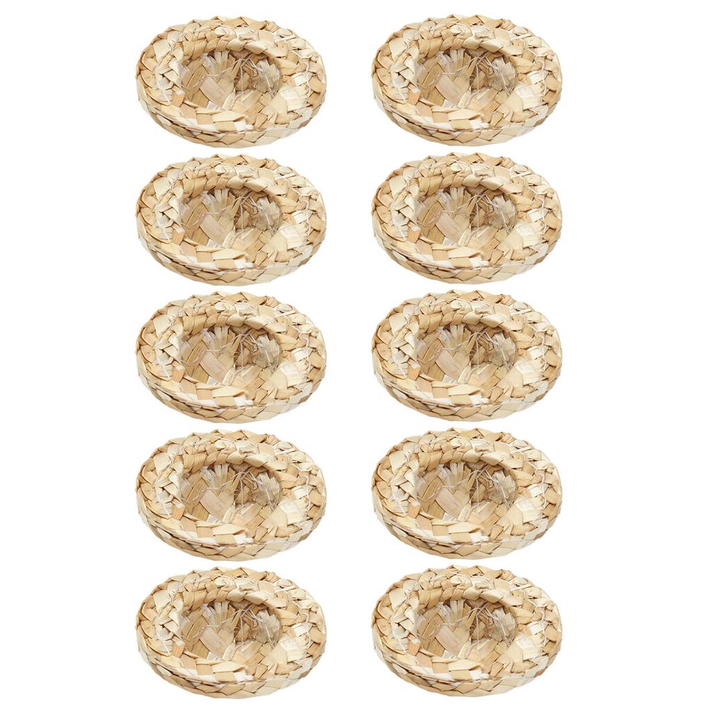 10pcs Scale Miniature Straw Hat DIY Scene Dollhouse Sunhat Hat Decoration Playset Accessories