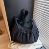 Trendy Nylon Material Shoulder Bag Pleated Design Large Capacity Crossbody Bag Lightweight Shopper Bag Casual Wear