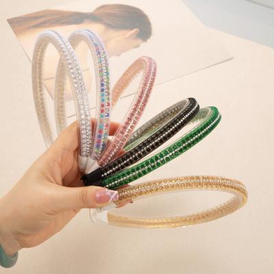 Minimalist Double Row Rhinestone Hairband Clear Summer Headwear Simple Daily Styling Headpiece Sparkling Thin Hairpiece