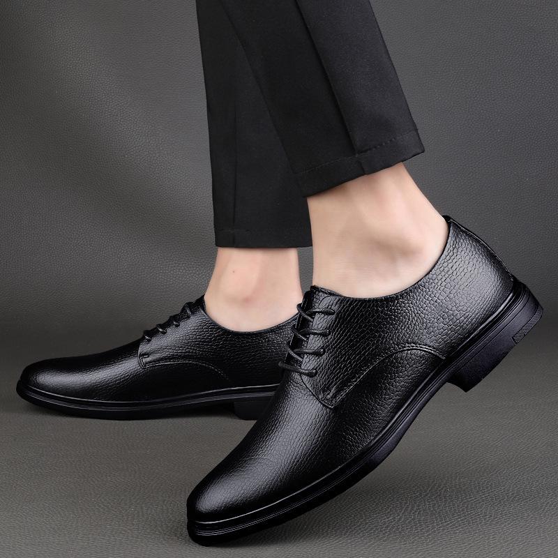 Men's Summer Business Leather Shoes - British Style Lace-up Casual Formal Genuine Leather, Large Sizes Available