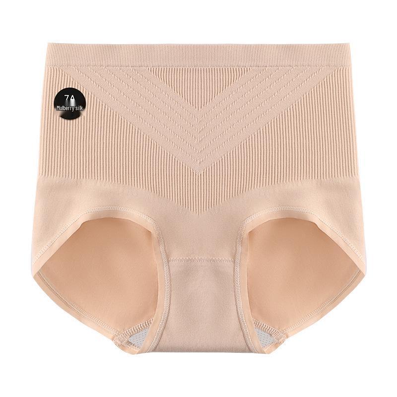 Women's 7A Antibacterial Silk High-Waist Seamless Tummy Control Underwear - Breathable Abdomen & Buttocks Lifting Briefs
