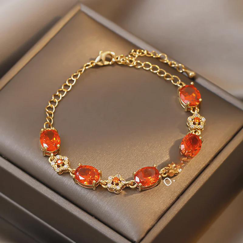 Armband mit roten und grünen Saphiren für Damen: Modisch, Einzigartig, Trendiges Zirkon-Design, Von Prominenten inspiriert, Eleganter Handschmuck