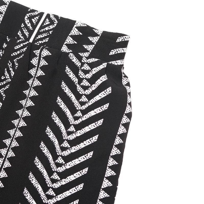 2026 Summer Geometric Print Elastic Waist Midi Skirt - European & American Ethnic Style