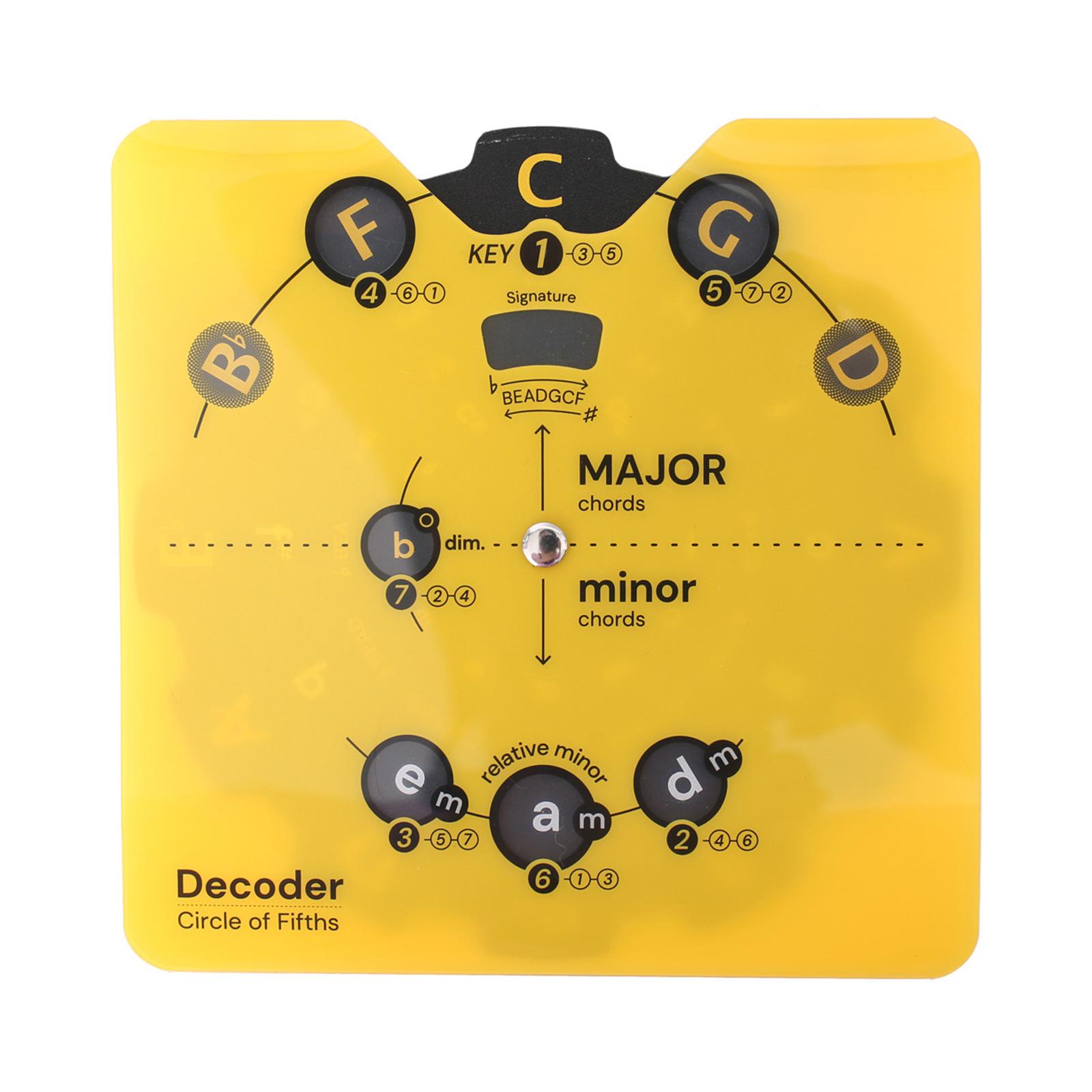 Koło kwintowe z narzędziem do nauki muzyki na pianino i gitarę One Size yellow