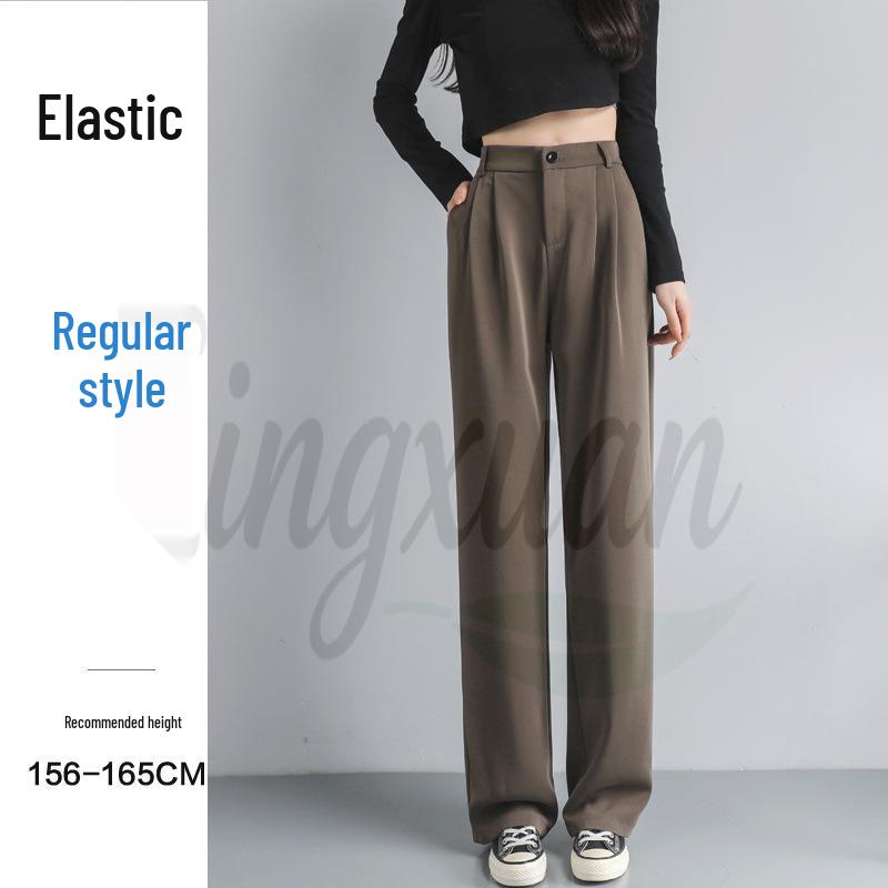 

2026 Spring Women s High-Waisted Black Wide-Leg Slimming Suit Pants, Floor-Length, Ideal for Pear-Shaped Figures Medium