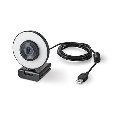 ELECOM Webová kamera Automatické zaostrovanie 2 megapixely 60 FPS Full HD Vybavená LED kruhovým svetlom Záslepkou na ochranu súkromia Čierna UCAM-CX20ABBK