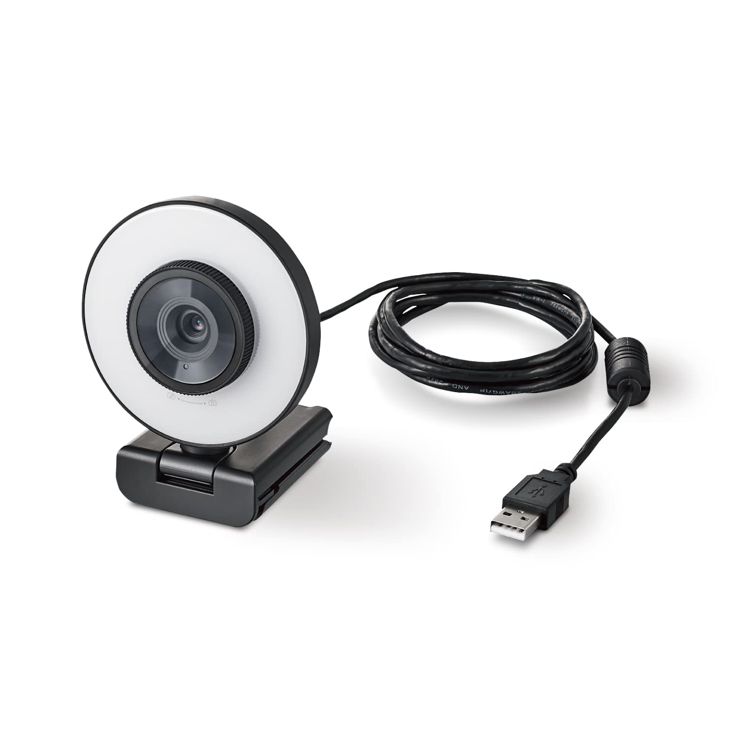 

ELECOM Web Camera Auto Focus 2 Megapixels 60FPS Full HD Equipped with LED Ring Light Privacy Shutter Black UCAM-CX20ABBK чорний