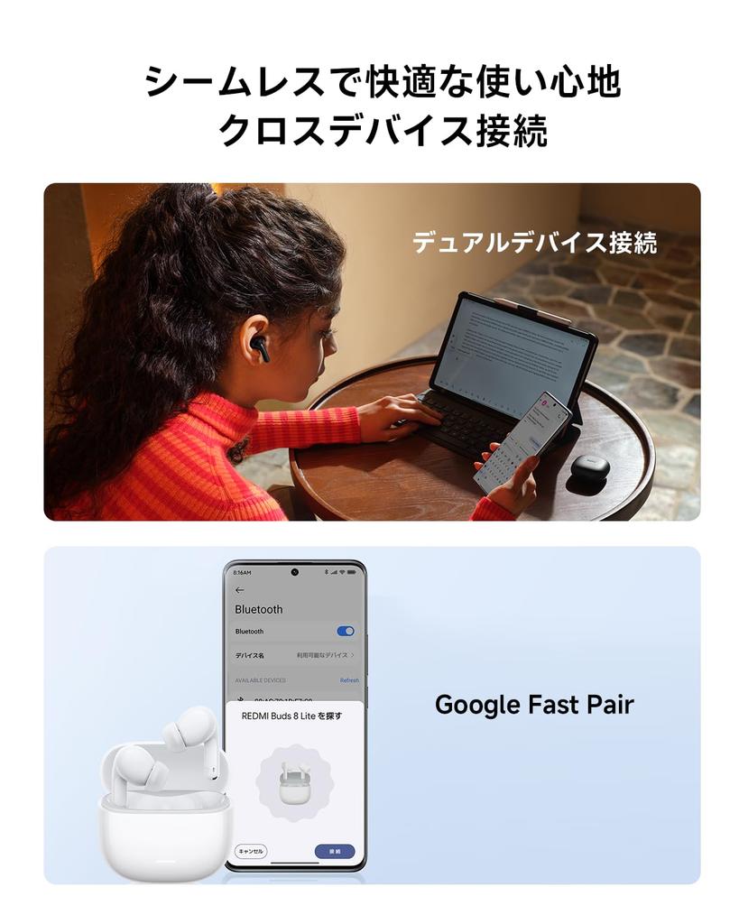 Xiaomi REDMI Buds 8 Lite Wireless Earbuds Up to 42dB Noise Cancelling Drivers Up to 36 Hours of Playback Bluetooth Custom EQ Mode Google Fast Pair