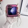 Applicable To Samsung ZFlip5 Mobile Phone Case, Lychee Pattern Zflip4 Bracelet, Camellia Back Cover Case, Protective Case Zflip3.