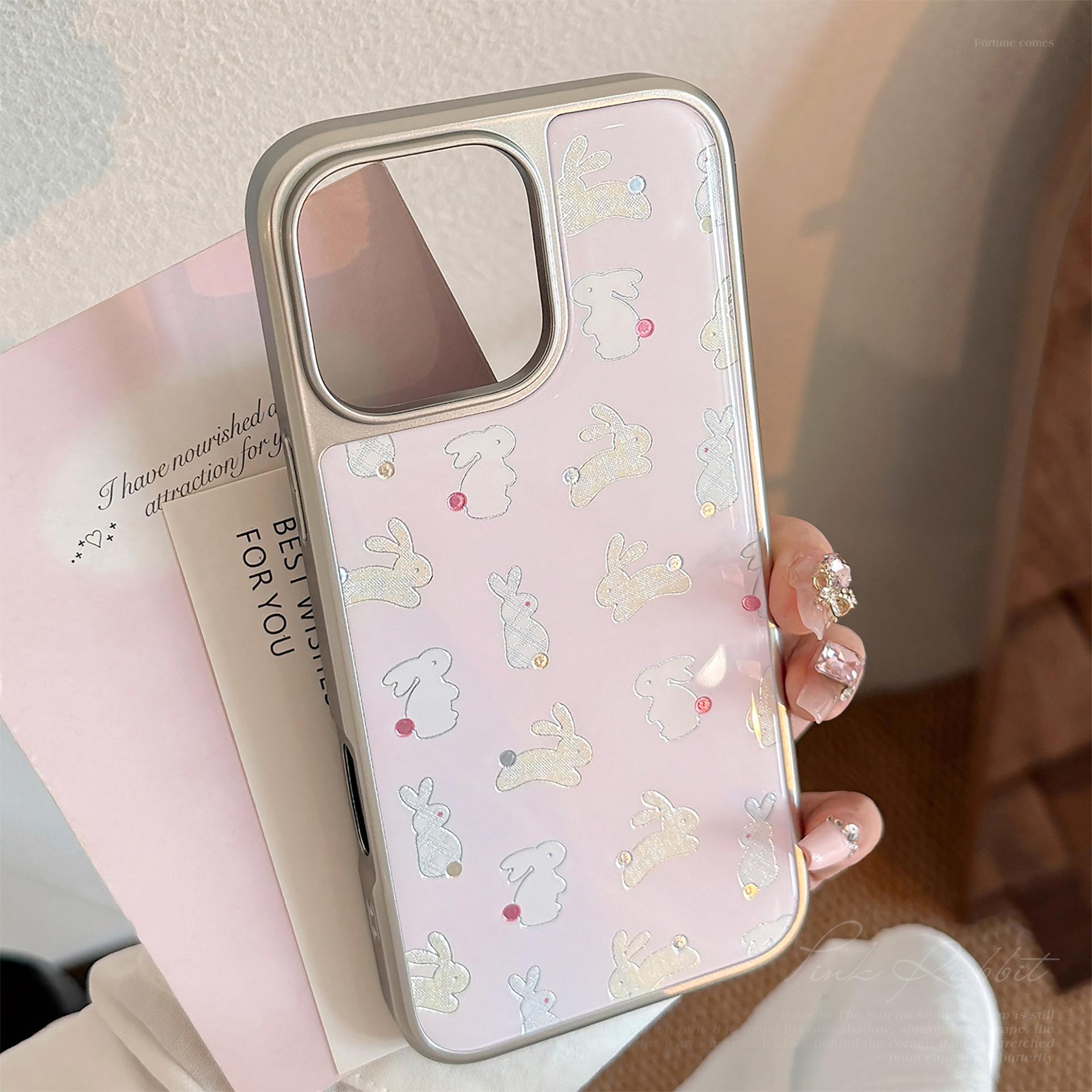 

Золотистый чехол для телефона Apple 16pro Max для IPhone17 Цветной горошек Милый кролик 15 для 13 для Huawei P70 For Samsung S25ULTRA