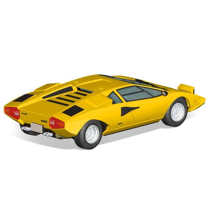 AOSHIMA 1/32 The Snap Kit Series Lamborghini Countach LP400 (Yellow) Pre-Painted Plastic Model 20-B