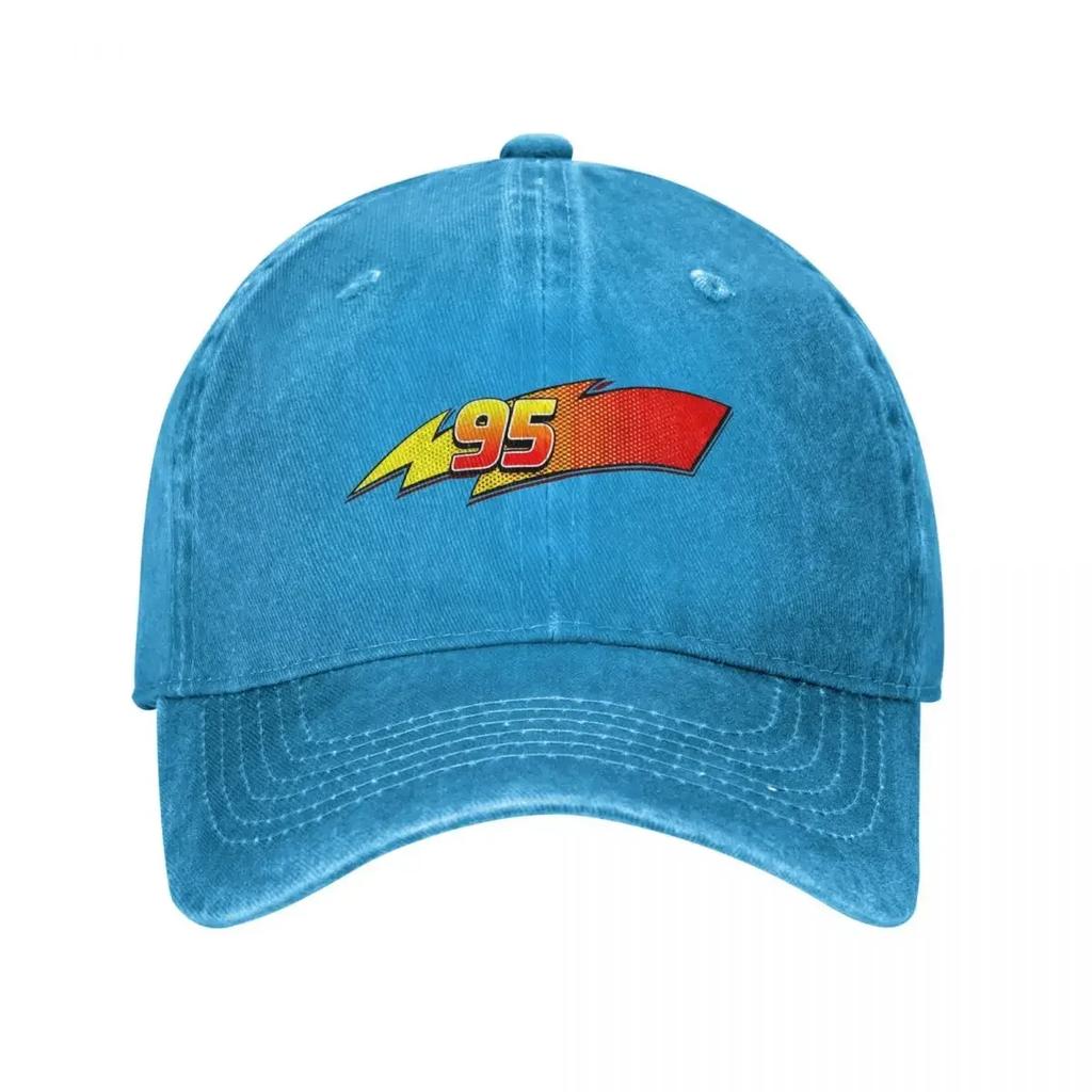 Autos Lightning McQueen Nummer 95 Unisex Baseballkappe Cartoon Used Gewaschene Hüte Vintage Outdoor Workouts Geschenk Snapback Hut