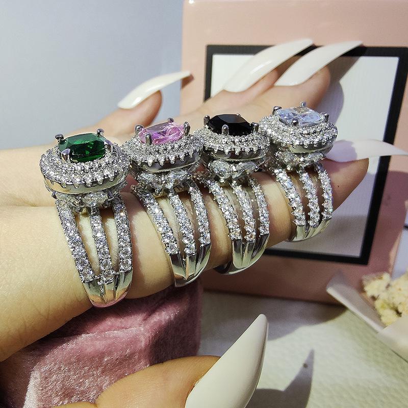European & American Fashion Ring: Square Colored Diamond, Women's Daily/Wedding/Banquet R4898