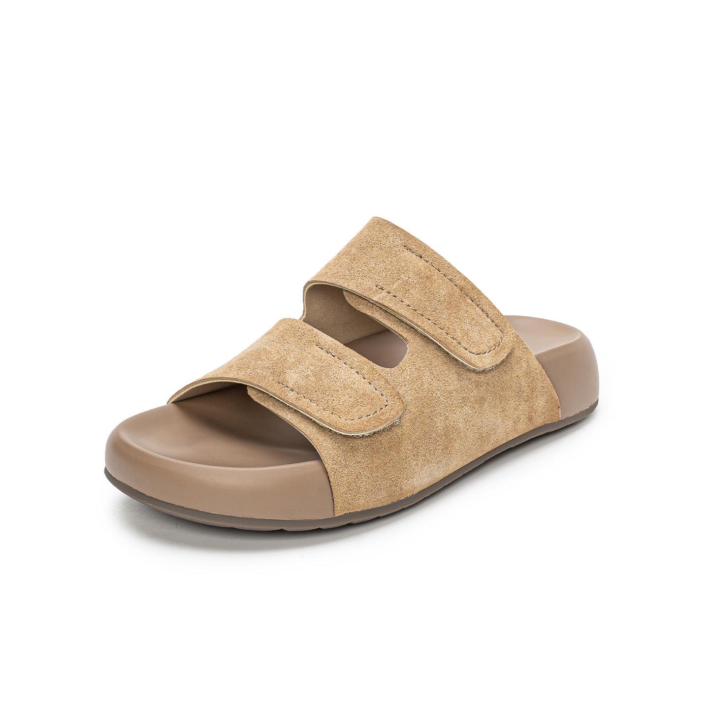 Women s Genuine Leather Velcro Sandals - Thick Sole, Suede, One-Strap, Size 32. 40 абрикосовый