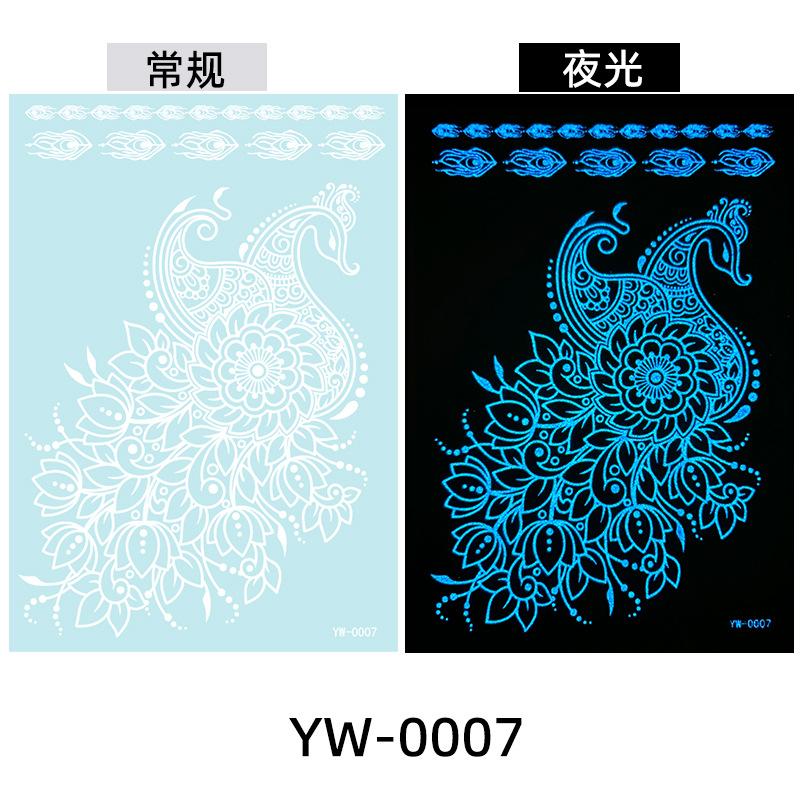 Glow In The Dark Indian Lace Tattoo Stickers - Henna Style Hand Body Art