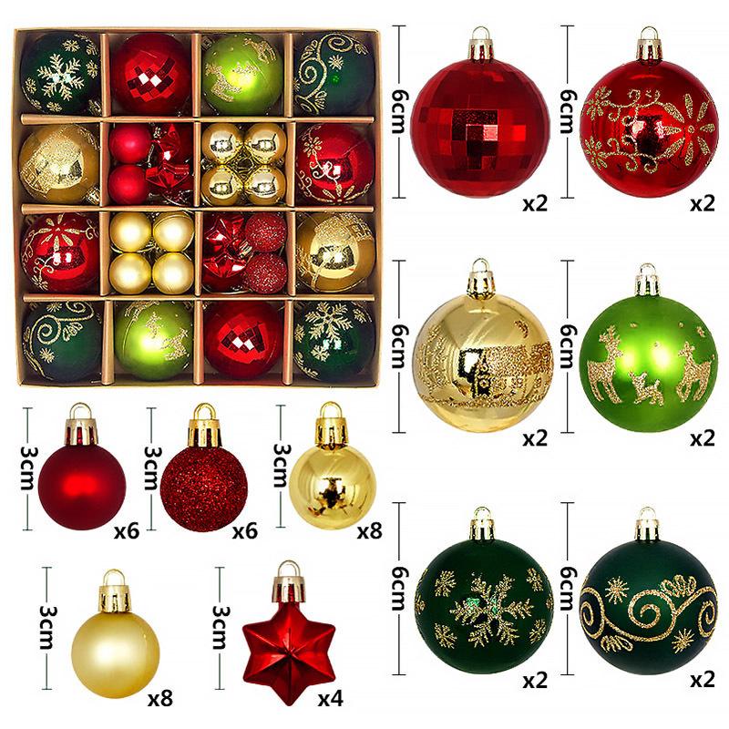 44Pcs Christmas Ball Ornament Set Big Xmas Tree Hanging Pendant Snowflake Merry Christmas Decoration 2025 New Year Party Gift