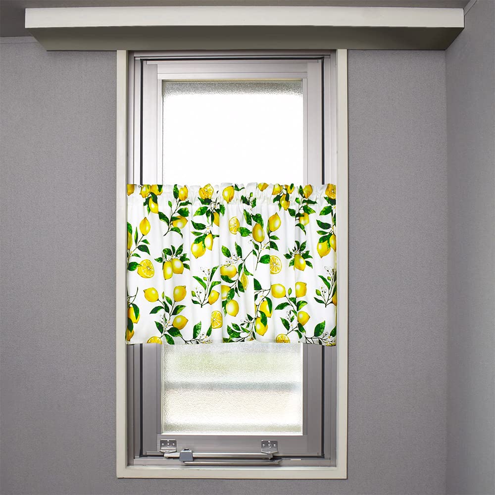

STYLE Decor Cafe For Small 47cm Length x 100cm Lemon Fruit W3901800 Curtains, 100% Cotton, Windows, Stylish, Privacy, Width, Washable, Yellow,