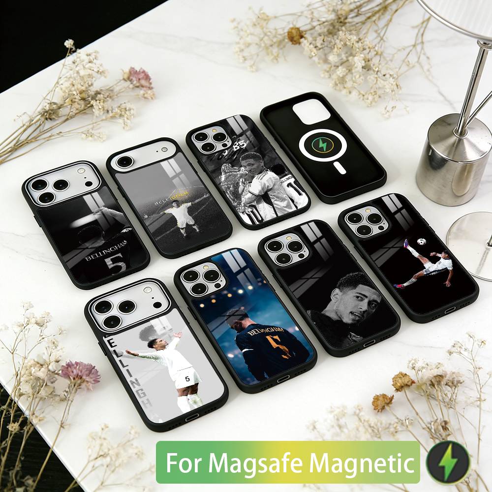 Football J-Jude B-Bellinghams Phone Case For iPhone17,16,15,14,13,12,11 Plus,Pro Magnetic For Magsafe Wireless Charging