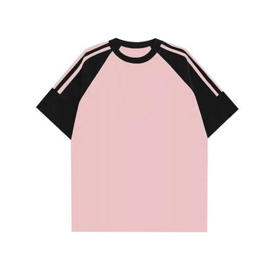 Pure Cotton Solona Threaded Collar Contrasting Color Striped Three-bar Short-sleeved T-shirt