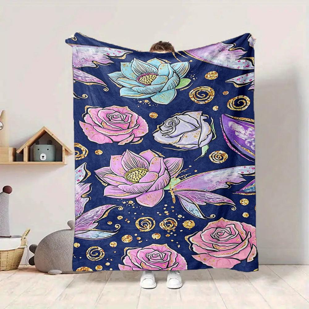 1 manta ligera de franela Floral Fantasy, manta cómoda y cálida, para oficina y camping, sofá cama, sala de estar115