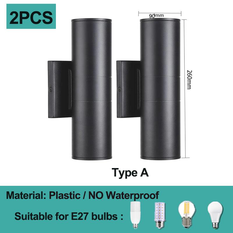 אורות קיר עמיד למים E27 ראש כפול Led מנורת קיר לבית מודרני פנים סלון מדרגות תאורת קישוט חיצוני