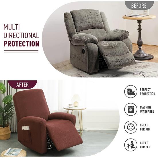 Husă Elastică pentru Fotoliu Reclinabil pentru Fotolii Reclinabile cu Un Singur Loc Protector Elastic pentru Fotoliu Reclinabil Lavabil la Mașină Husă Ajustată pentru Învelire Completă Protejează Petele