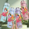 1PC Pink Flamingo Bird Animal Pattern 750ml Color Plastic Sports Water Bottle Leakproof Flip Straw Lid Suitable for Sports Office Home Use