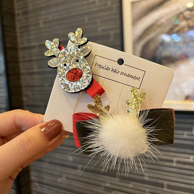 Children's Santa Claus Cartoon Hair Clips: Christmas Accessories for Kindergarten Girls
