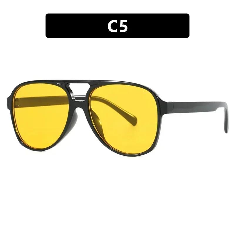 Vintage Oversized Sunglasses Women Retro Brand Big Frame Sun Glasses Female Black Yellow Ins Style Square Glasses
