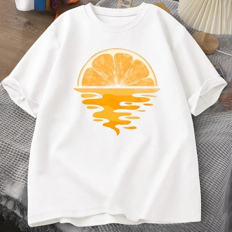 Orange Fruit T Shirt Casual Unisex Unisex Short Sleeve Tee Clothes Fruit Lover Tee Shirt Streetwear Tees Aesthetic Vintage Shirts