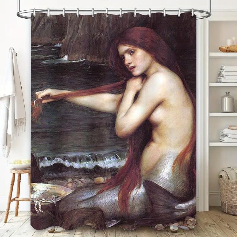 Artistic Mermaid Shower Curtain Bath Decoration For Home Decor
