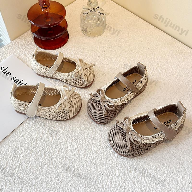 Mode Mädchen Prinzessin Schuhe 2025 Frühling Neu Baby Koreanisch Rutschfest Weich Retro Vielseitig Kinder Freizeitschuhe Mesh Atmungsaktiv Flache Schuhe