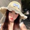 Breathable Big Bowknot Sun Hat Elegant Lace Brim Sunshade Cap Casual Woman's Straw Hat  Travel