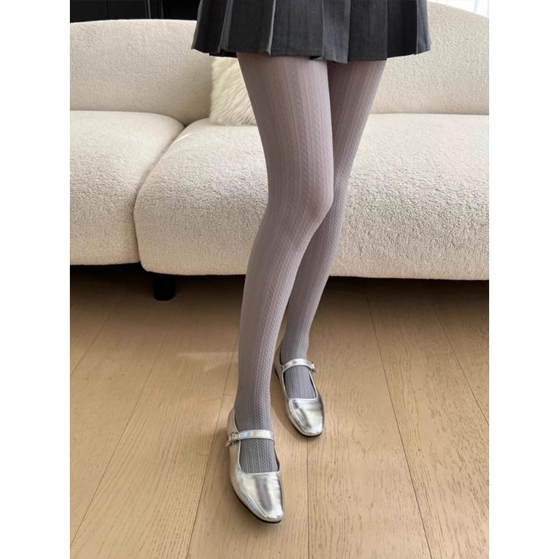 Women Spring Fall Elegant Embossed Twisted Pattern Opaque Tights Stockings Medium Thick Plain Pantyhose Hosiery Leggings