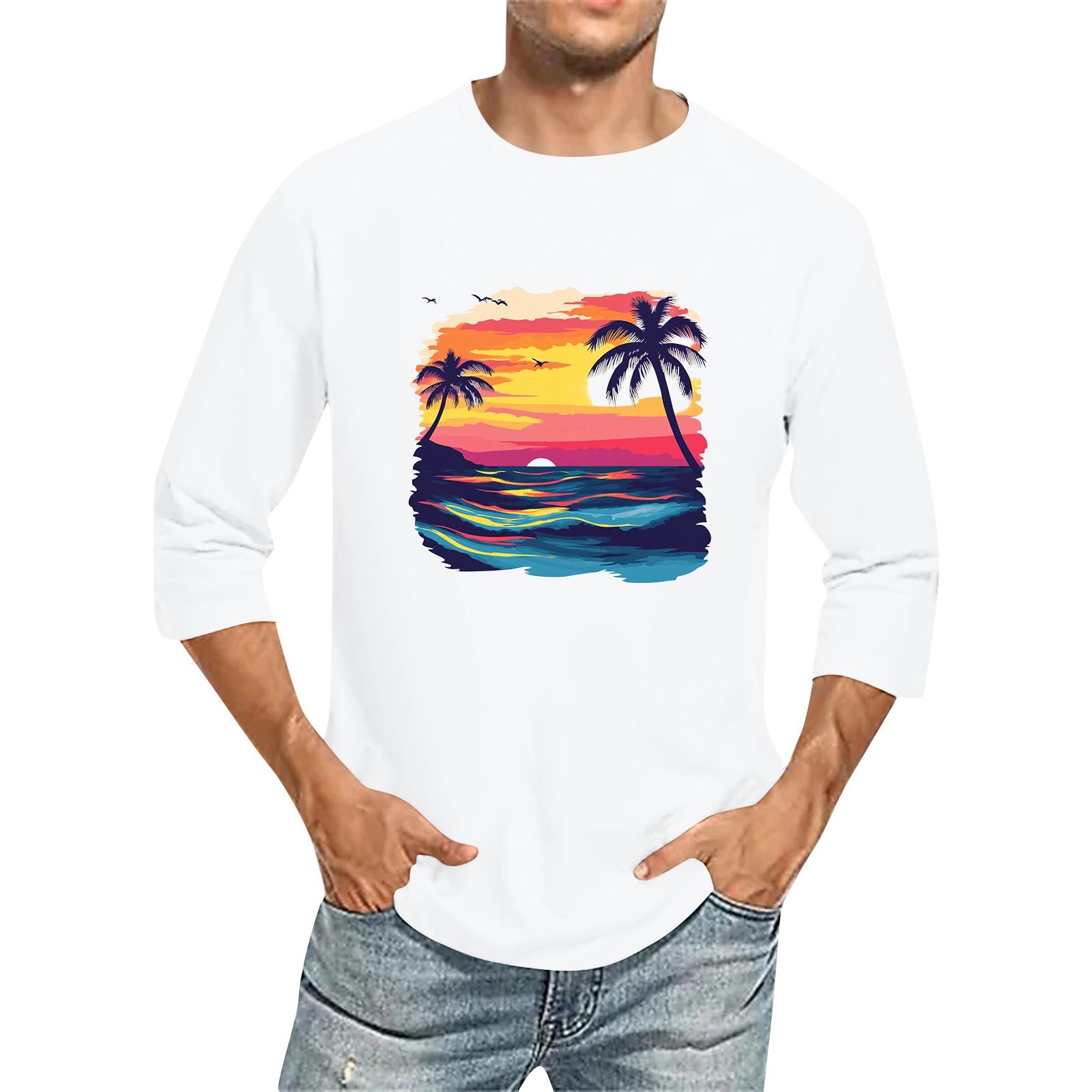 

Мужская однотонная футболка с круглым вырезом и рукавами три четверти XXXL белый