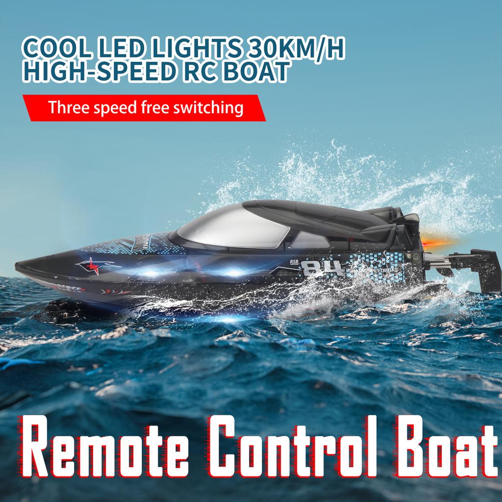 2.4GHz Remote Control Boat 30KM/H High Speed Remote-controlled Speedboat Water Cooling Protection Lo