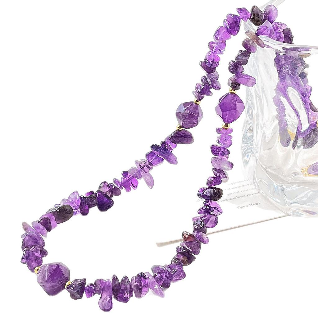 Wind High Quality Natural Amethyst Design Sense Collarbone Chain Necklace Women