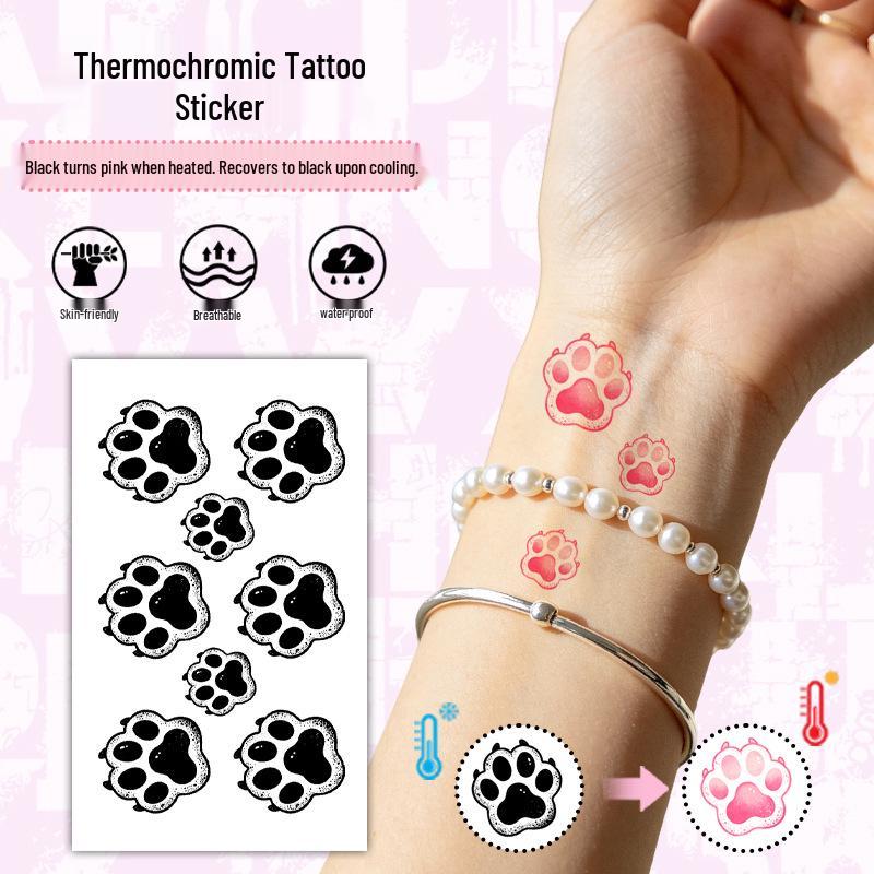 Temperature-Sensitive Succubus Finger Color-Changing Waterproof Tattoo Sticker - Cute Cartoon Design