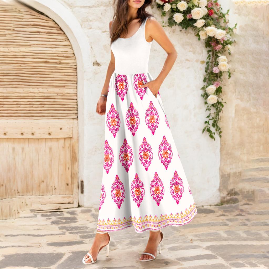 Fließende Kleider für Damen, Sommerkleider für Damen, lässige lange Kleider, süße lange Kleider mit Blumenmuster