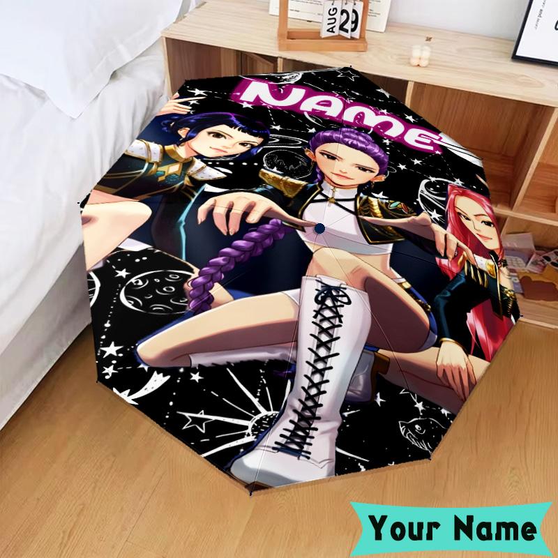 Custom Name Vibrant Anime KPop  Umbrella, Foldable Umbrella Suitable for Outdoor Shopping Travel Sports, Exquisite Gift for Family