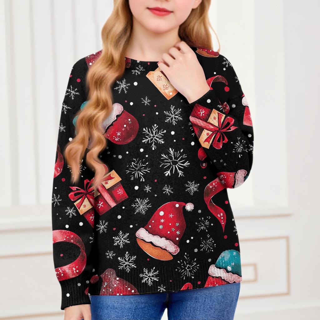 Christmas Day Sweatshirts For Children Boys And Girls Knit Sweater Cute Shirt Fall Crewneck Pullover Tops