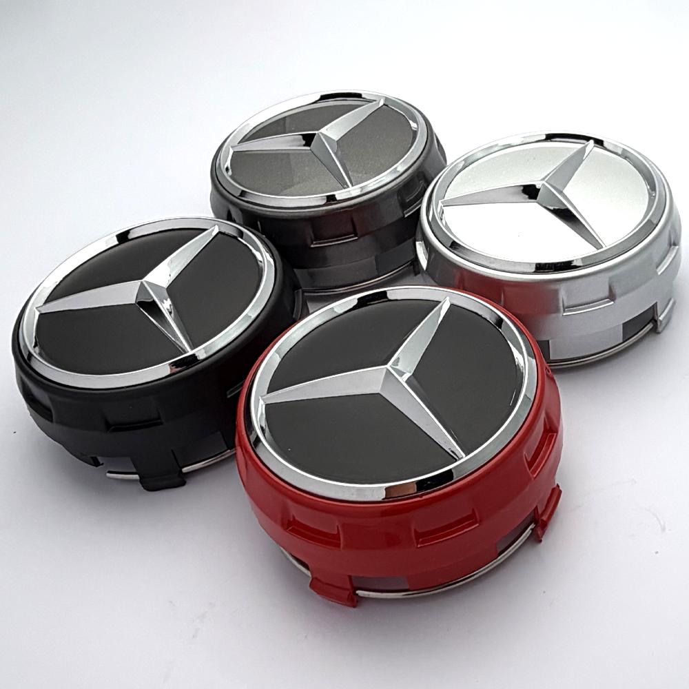 New 4pcs 75mm Black Red Raised Car Styling Wheel Center Cap Hub Covers Badge Car Accessories For Mercedes Benz AMG A0004000900