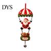 Holiday Wall Hanging Decor Christmas Skydiving Santa Claus/Gingerbread Man Ornament, 2D Flat Wooden Pendant with Festive Tree Pendants String and Bell