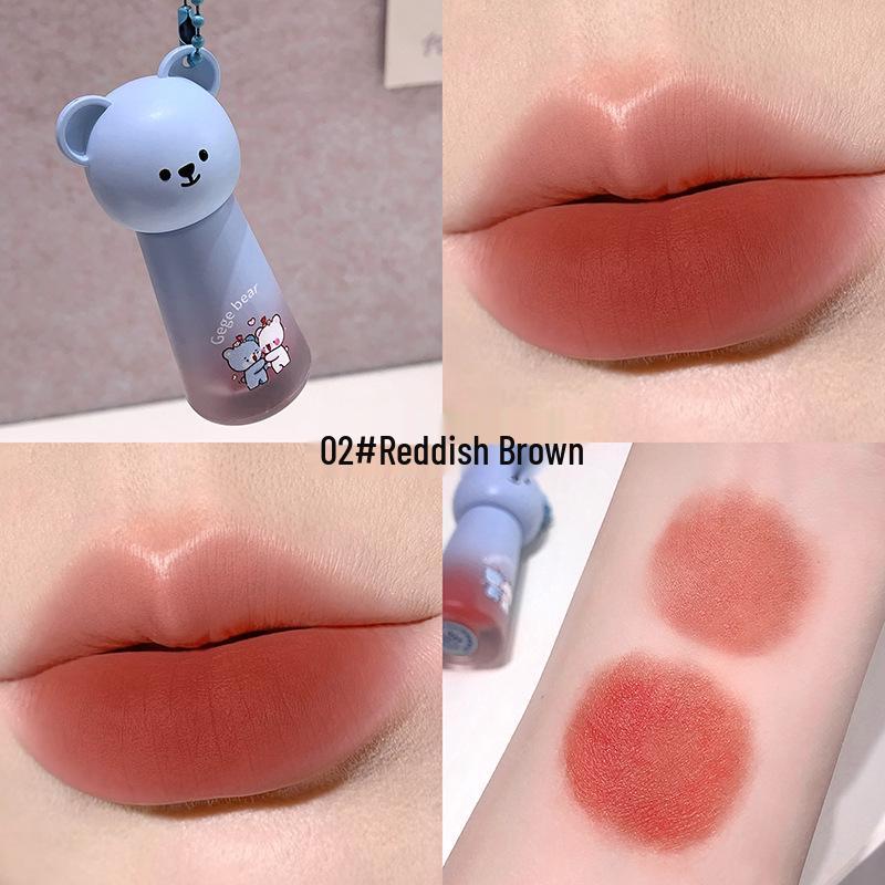 Gegebear Matte Long-lasting Lip Mud Set - Cute Bear, Soft, Whitening, Smudge-proof Lipstick Collection 3.5g