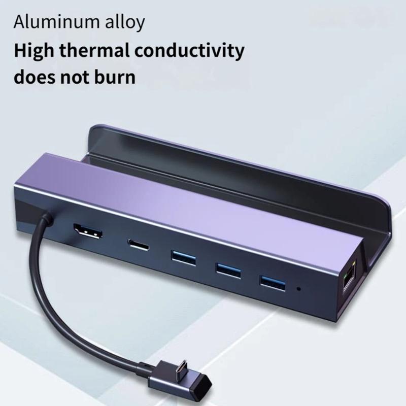Multiple Port USB C Hub with 4K 60Hz Gigabit Adapter Aluminum USB C Dock for Gaming Dock Aluminum Base