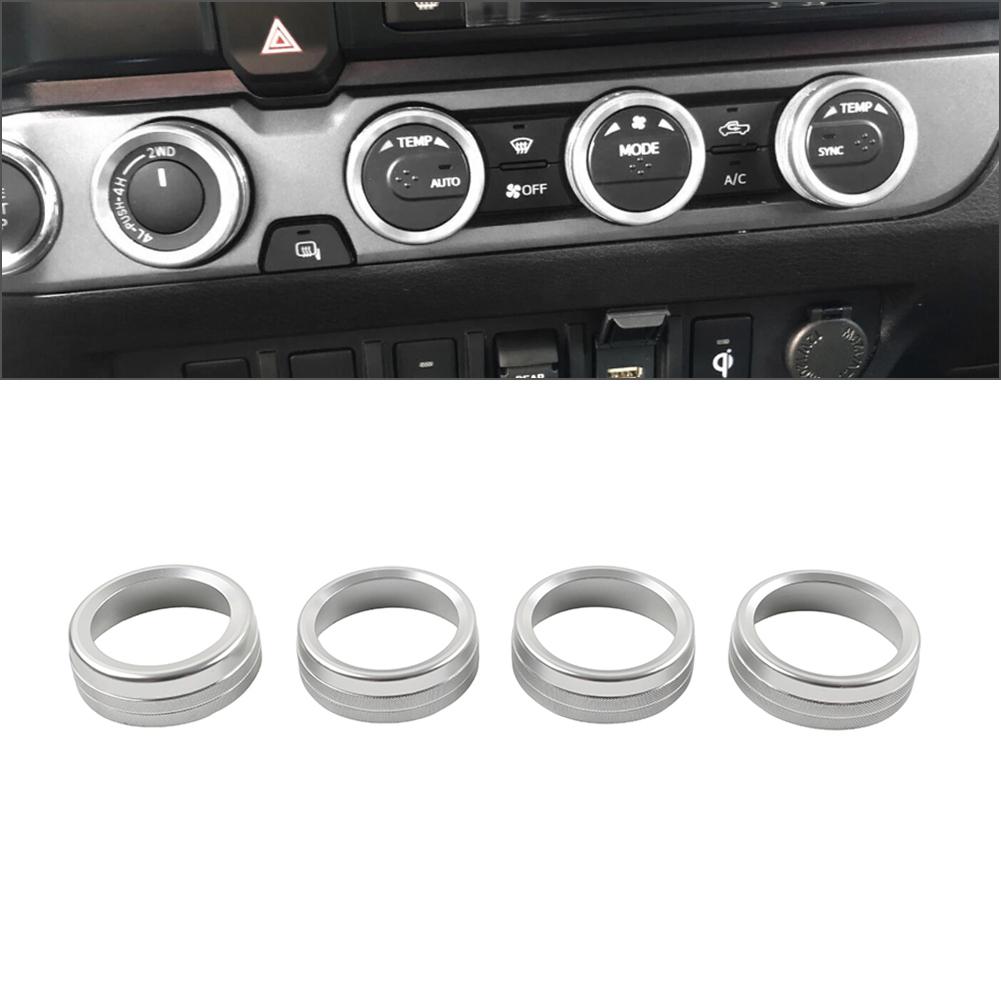 Auto Aluminum AC Climate Control Ring Knob Trim 4Pcs/Set For Toyota Tacoma 2016 2017 2018