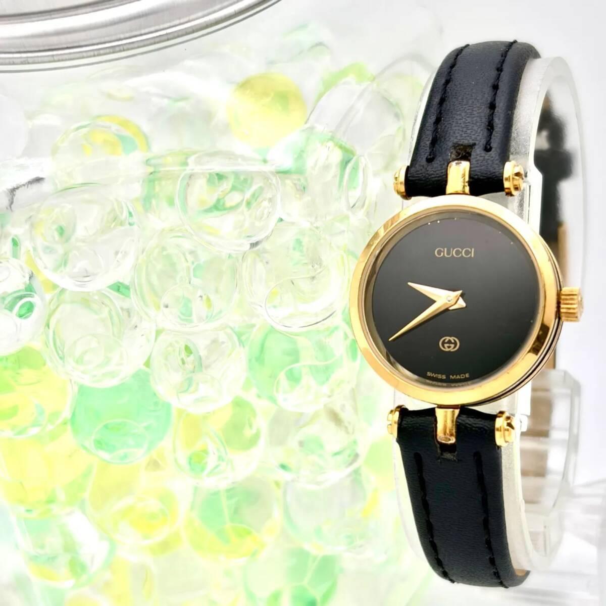 Used [New battery] GUCCI Gucci ladies watch black gold new belt
