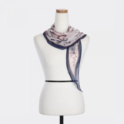 Shop Ladies Korea Made Riding Floral Diamond Long Tie Scarf Navy Drn Wsc260117