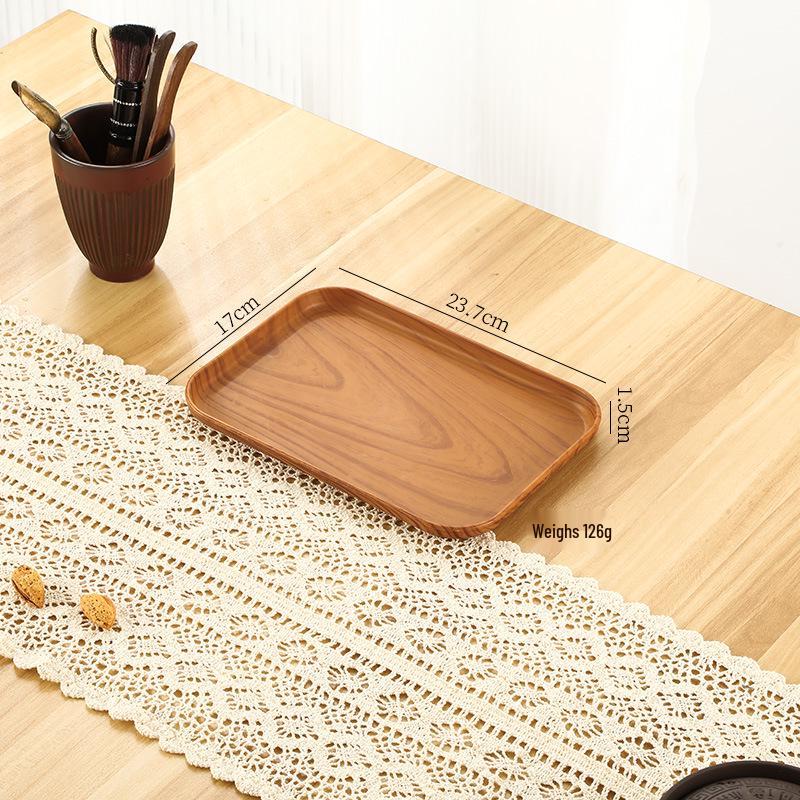Rectangular Wood Grain Serving Tray for Cake, Fruit, Coffee, Dessert, and Storage